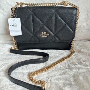 NWT!RARE!Coach Women's Shoulder Bag Klare Crossbody With Quilting In Black 91173